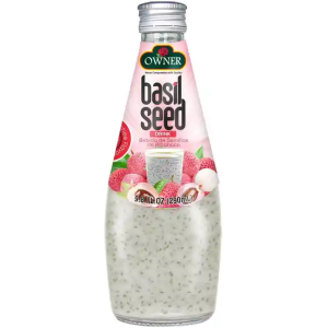 OWNER Basil Seed Drink – Lychee Flavor 390ml can with basil seeds