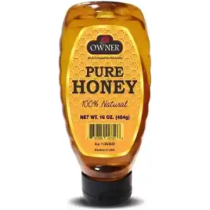 1 lb jar of pure natural honey in clear plastic jar